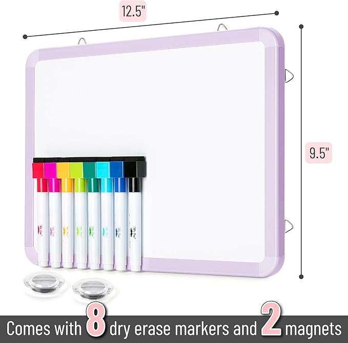 Mr. Pen- Small Dry Erase Board, 12.5x9.5 Inches, Whiteboard with 8 Fine Point Dry Erase Markers and 2 Board Magnets, Magnetic Small White Board for Students, Home, Office and Classroom