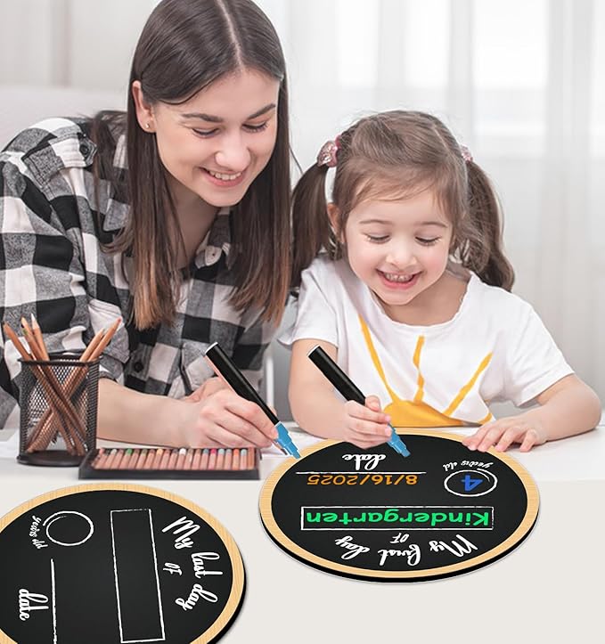 FaCraft First Day of School Sign Board - Doubles Sided Back to School Chalkboard for Kids Son Daughter Erasable 1st Day of Preschool/Pre-K/Kindergarten Supplies Reusable Photo Prop Gifts Sign