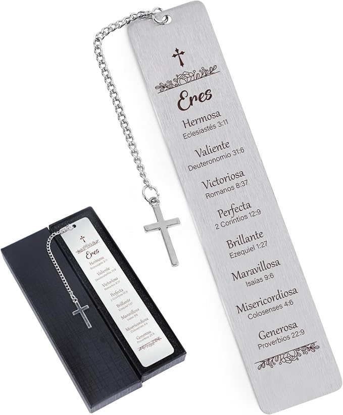 Spanish Metal Bible Bookmark Gifts - Shejdgart Spanish Christian Bookmarks Religious Gifts for Women Inspirational Prayer Gifts for Christian Biblical Birthday Baptism First Communion Graduation Gifts