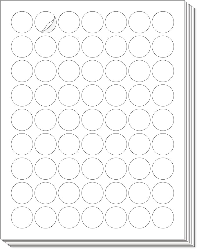 L LIKED 1'' Diameter Round Printable 25 Sheets Matte Sticker Labels for Laser/Inkjet Printer, White Blank Circle Stickers, Strong Adhesive (1575 Labels)
