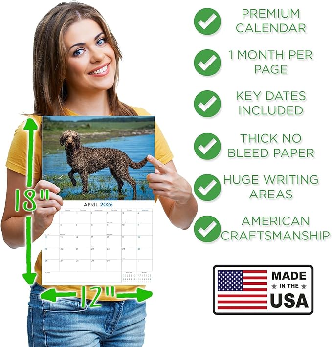 2025 2026 Labradoodle Calendar - Dog Breed Monthly Wall Calendar - 12" x 18" Open - Thick No-Bleed Paper - Giftable - Academic Teacher's Planner Calendar Organizing & Planning - Made in USA