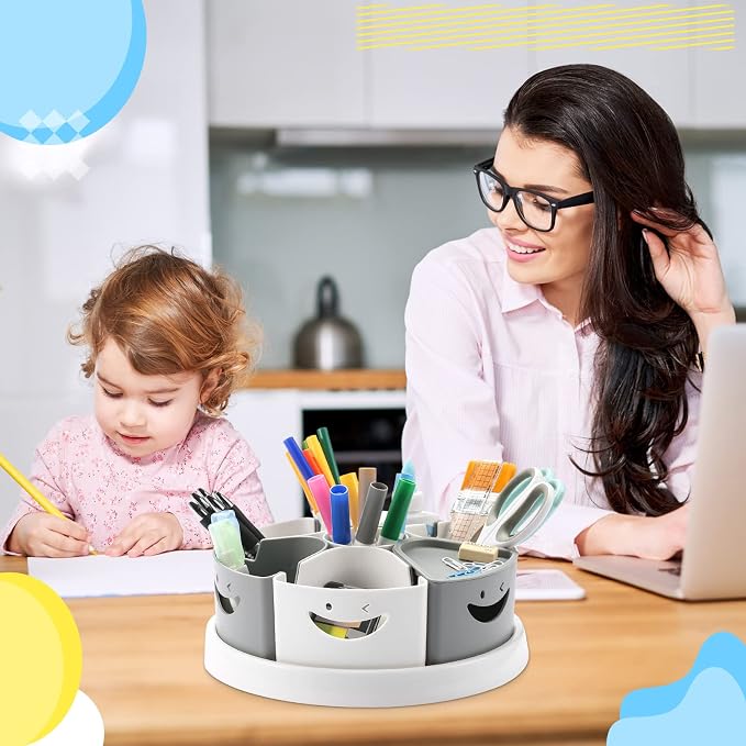 MeCids Art Supply Storage and Organizer - 360° Spinning Pen Holder and Pencil/Marker Organizer Caddy for Desk for Office, Classroom - Kids Craft Supplies Organization and Storage - Birthday Gifts