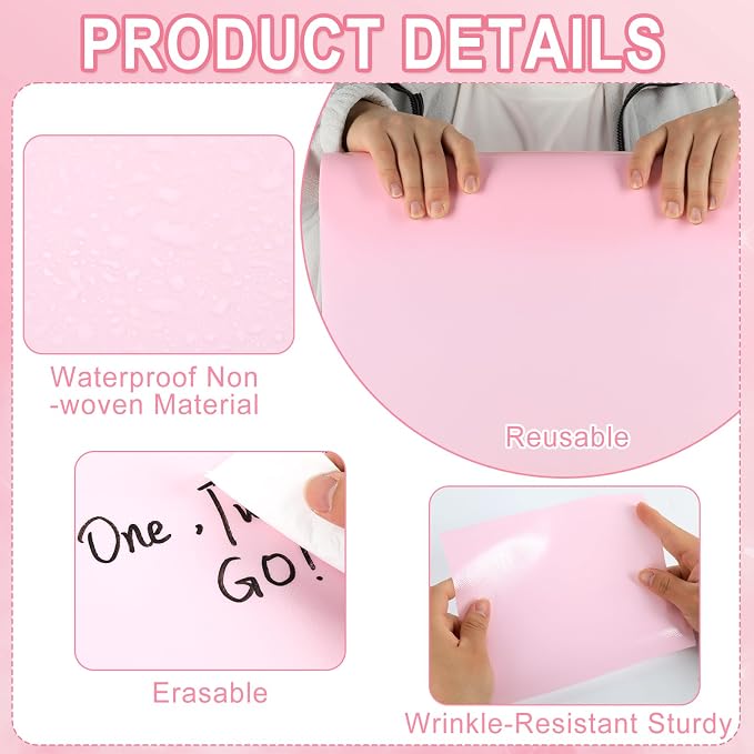 Pink Bulletin Board Roll Reusable Waterproof Erasable Pastel Pink Non-Woven Fabric Bulletin Board Roll Wrinkle Resistant Background Poster for Home Classroom Decor Wrapping DIY Crafts 15.7" x 40ft