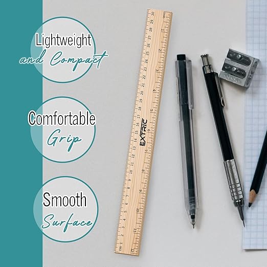 Rulers 12 Inch, Rulers Bulk for Classroom – Wooden Ruler for Kids 25 Pack Great for School, Classroom, Imperial and Metric Measurements for Office and Home