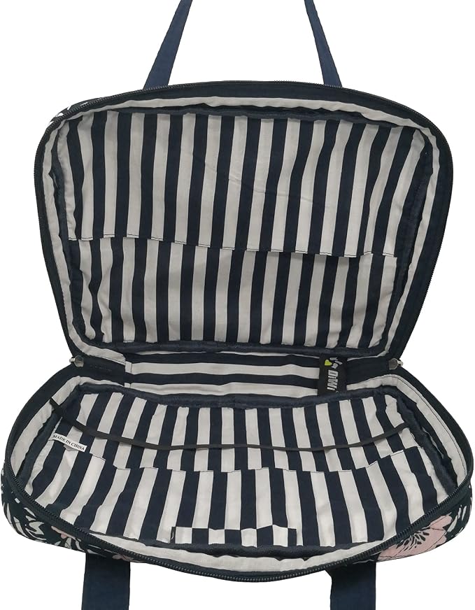 DIWI Quilted Bible Cover Extra Large Sizes 11.25 X 8.25 X 2.75 Inches Bible Tote Good Book Case (XL, C2 Navy Pink)