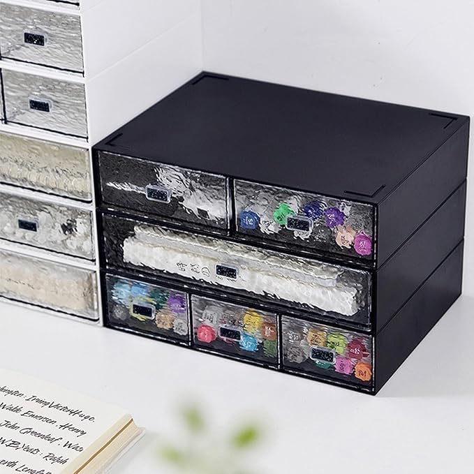 Desktop drawers, stackable plastic drawers, stationery and office supplies (Black, 1 Compartment)