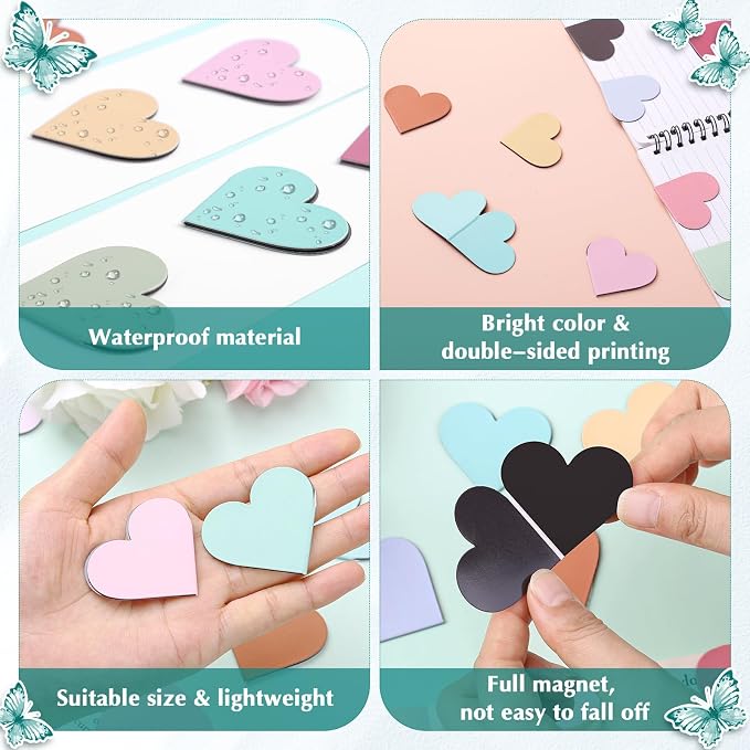 40 Pcs Heart Magnetic Bookmarks, Graduation Gifts for Women, Cute Book Marks for Reading Book Lovers, Page Markers Clip for Teacher & Student Book Accessories for School Office Home Supplies