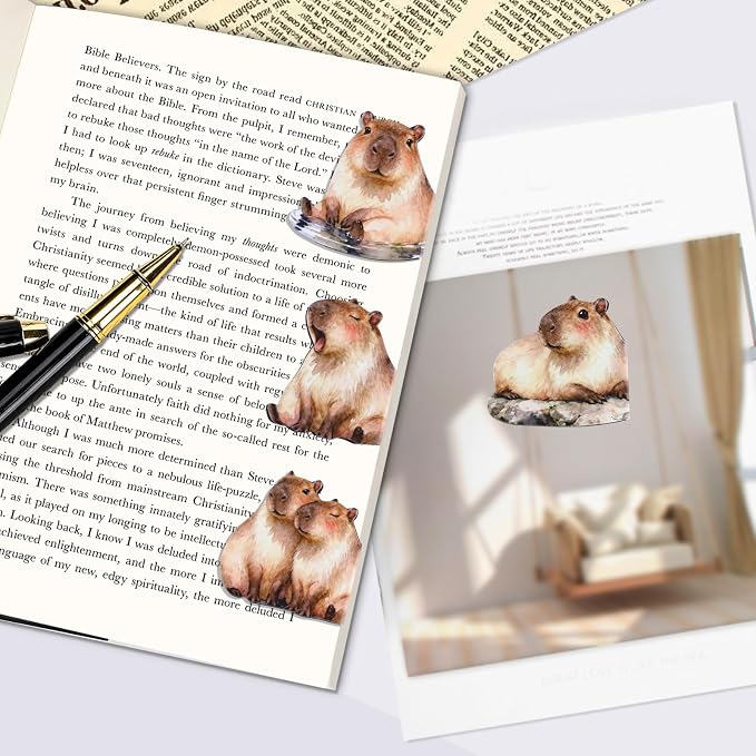 10Pcs Magnetic Bookmark, Cute Animal Book Marks for Reading, Hydrochoerus Hydrochaeris Bookmark, Office Reading Accessories, Page Clips for Book Lovers, Reader, Women, Students