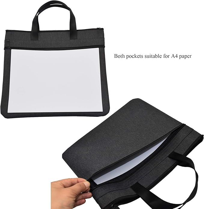 Enyuwlcm Waterproof Zipper Document Bag Handle Meeting Office Organizer Briefcase Black