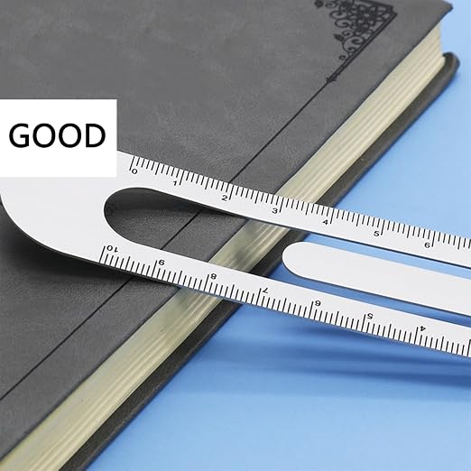 4PCS Straight Ruler Metric Aluminum Alloy Ruler Scale on Both Sides Hollow Paper Clip Design Bookmark Measuring Tool for Children Study Classroom Office