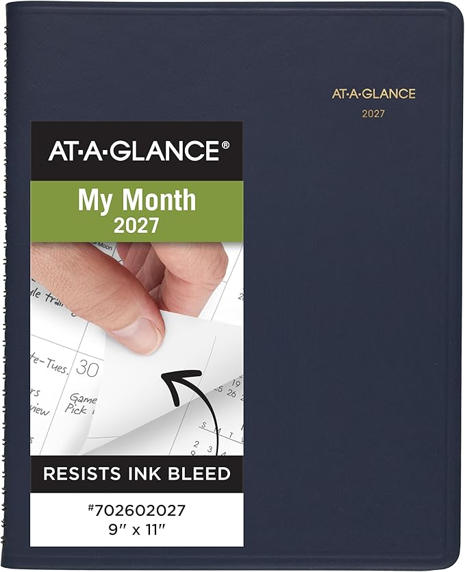 AT-A-GLANCE 2027 Planner, Monthly, 15-Month Jan-Mar, 9" x 11", Unruled Daily Blocks, Navy (702602027)