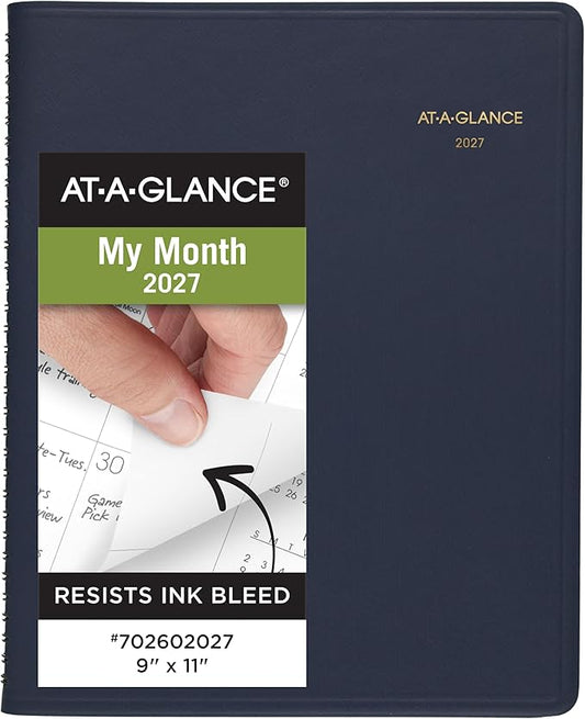 AT-A-GLANCE 2027 Planner, Monthly, 15-Month Jan-Mar, 9" x 11", Unruled Daily Blocks, Navy (702602027)