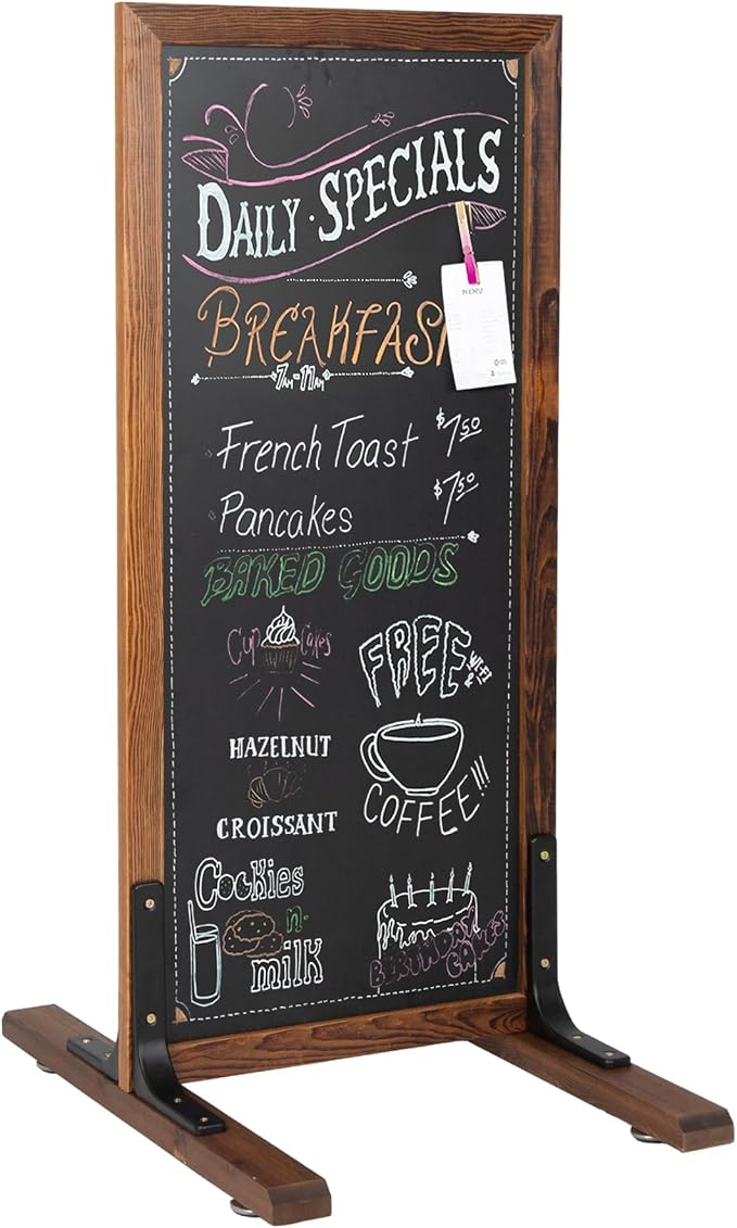 Ilyapa Large Chalk Board Sign - Free Standing Magnetic Sidewalk Easel - Outdoor Menu for Restaurant, Food Truck, Party, or Wedding - 42x18 Inch - Brown