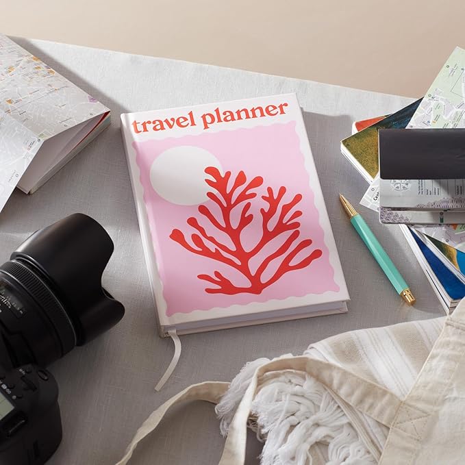 Yop & Tom Red Coral Travel Planner - Vacation Planner with 6 Trips, Budget, Accommodations, Journaling, Memories and More