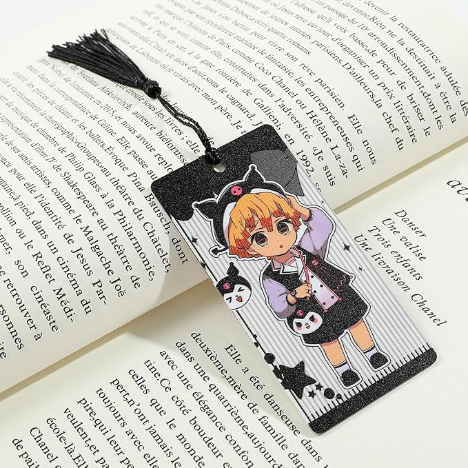 Anime Demon Kamado Acrylic Bookmark - Anime Tanjiron Zenitsu Giyuu Kyoujurou Figure Page Mark Reading Tool, Holiday Gifts for Reading Fans Book Lovers Bookworm (4PCS Set-2)
