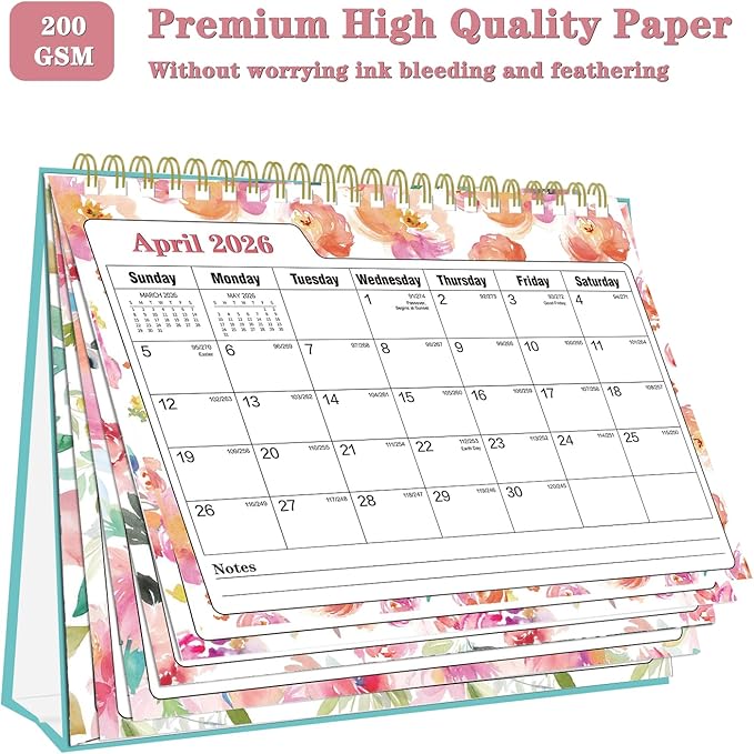 Small Desk Calendar 2026-2027 - Standing 2026 Desk Calendar, APR.2026 to JUN.2027, 8" x 6", Monthly Flip Desktop Calendar with Stickers, Your Personal Desk Planner for Home Office