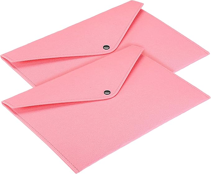 PATIKIL File Bag Felt Folder 2 Pack A4 Envelope Document Storage Pouch Organizer for Office Business, Pink