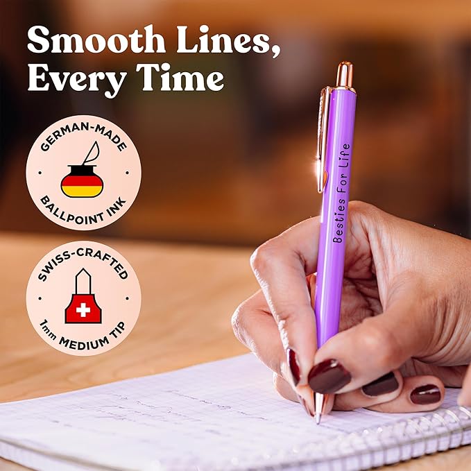 MESMOS 3pc Fancy Pen Set for Women, Best Friend Christmas Gifts for Women, Stocking Stuffers, Friendship Long Distance Gifts for Female Friends