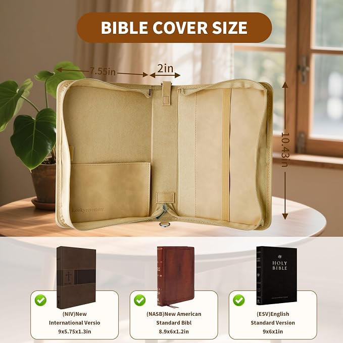 Bible Cover,Bible Cover Case for Women,Men&Children with Detachable Shoulder Strap,Handle for Bible and Other Book Accessories,Christian Art Gifts,PU Leather, Church Bag,Yellow