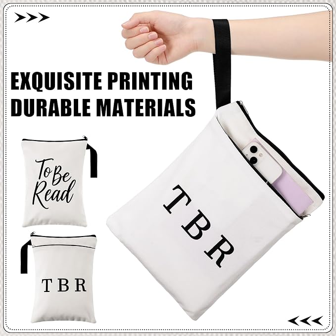 Feifeiya 2 Pcs Book Sleeves to Be Read Canvas Book Cover Pouches with Zipper Washable Front Pocket Gifts for Books Lover Reader Reading