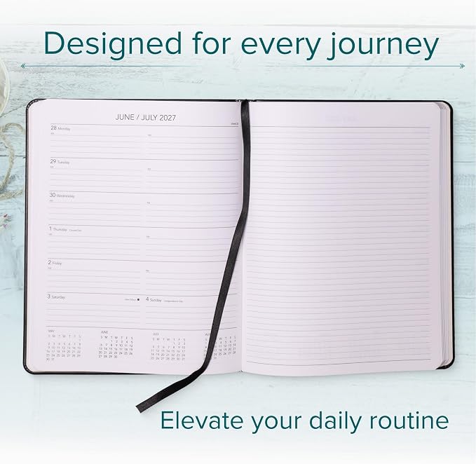 Harbor Weekly Journal Notebook Planner 2027 - Lined, Durable Faux Leather, Softcover, 176 Quality Pages - For Men and Women, For Writing, Work & Travel - Cambridge Red - 9"x7"