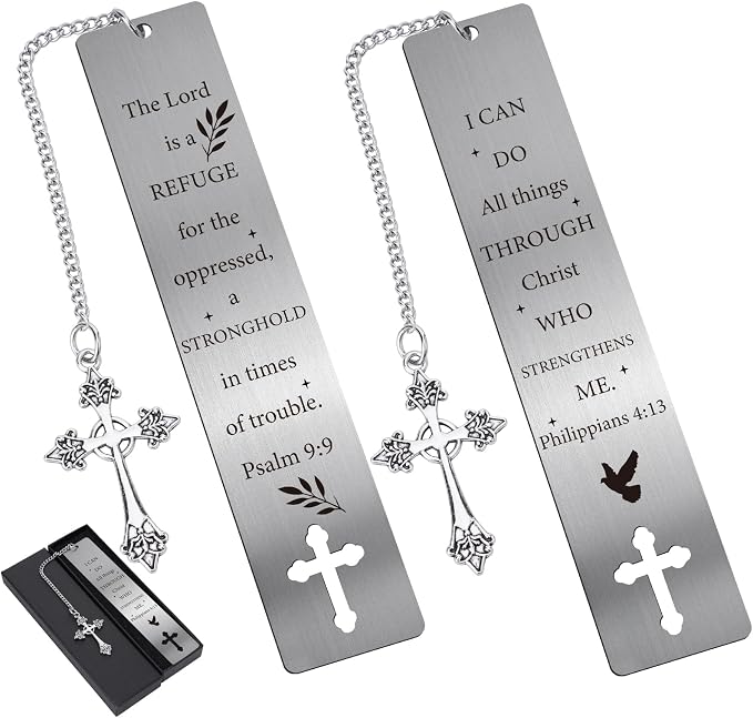 Christian Metal Bookmark Gifts - 2 PCs I Can Do All Things Bible Verse Bookmarks for Reading Women Men Religious Scripture Book Marks Cross for Friends Bookish Readers Christmas Birthday