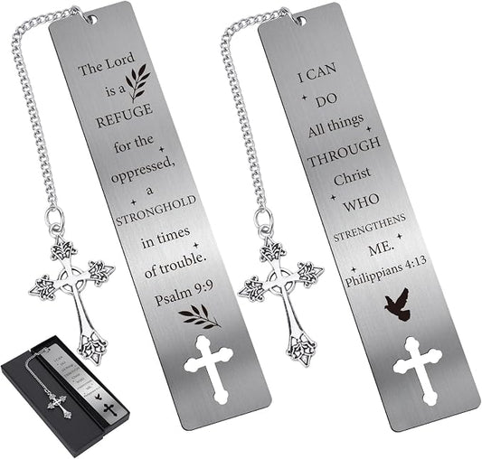 Christian Metal Bookmark Gifts - 2 PCs I Can Do All Things Bible Verse Bookmarks for Reading Women Men Religious Scripture Book Marks Cross for Friends Bookish Readers Christmas Birthday