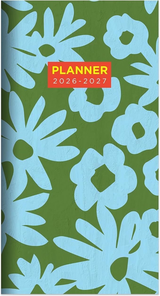 TF Publishing 2026-2027 Flower Stencil Small Monthly Pocket Planner with 2 Page Large Calendar Grid and Lined Notes Section - 2 Year Pocket Calendar 2026-2027 Perfect for Purse - 3.5in x 6.5in