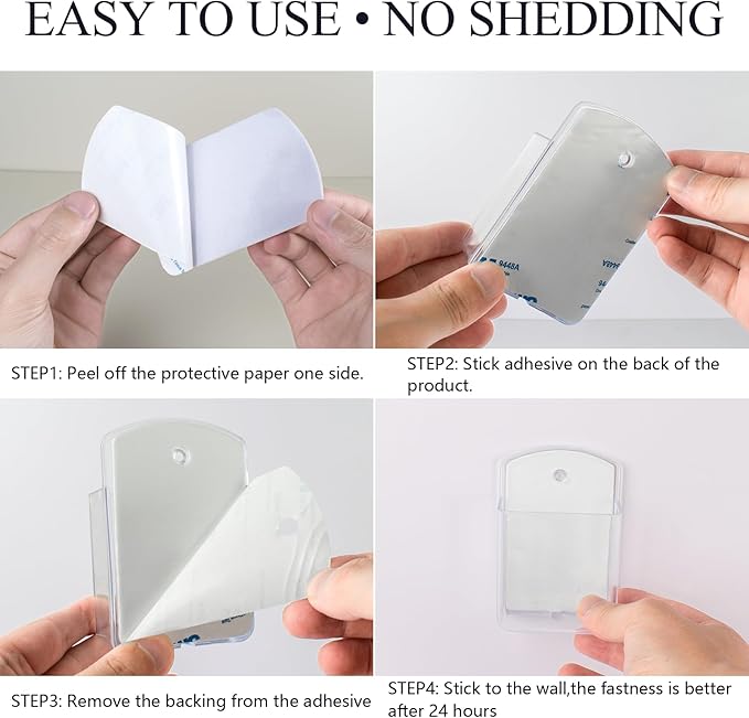 4 Pcs Remote Control Holder Wall Mount, TV Controller Holder, Self Adhesive Remote Holder, Wall Pen Holder Storage Accessories for Home Office School（Clear）