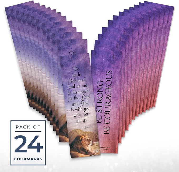 Be Strong and Courageous Bookmark Bulk 24 Pack, Christian Bible Bookmark, Joshua 1:9 Scripture, Bible Study Supplies, 7.25" x 2"