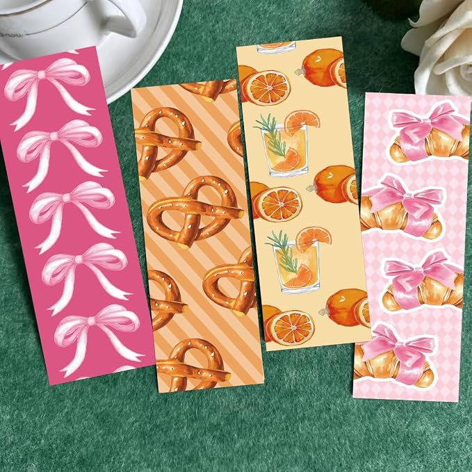 30PCS Coquette Aesthetic Bookmarks, Bow Girl Design, Pretty Page Markers for Reading, Book Lover Gift