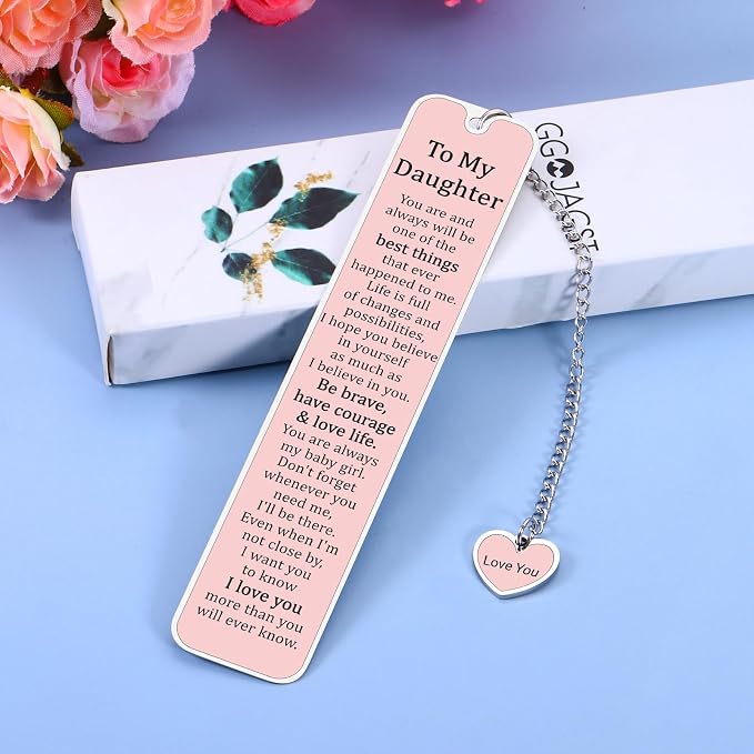 Daughter 5th 6th Graduation Gifts for Her to My Daughter Bookmark from Mom Dad 16th 18th Birthday Gift for Teen Girls Wedding Anniversary for Women Back to School Supplies