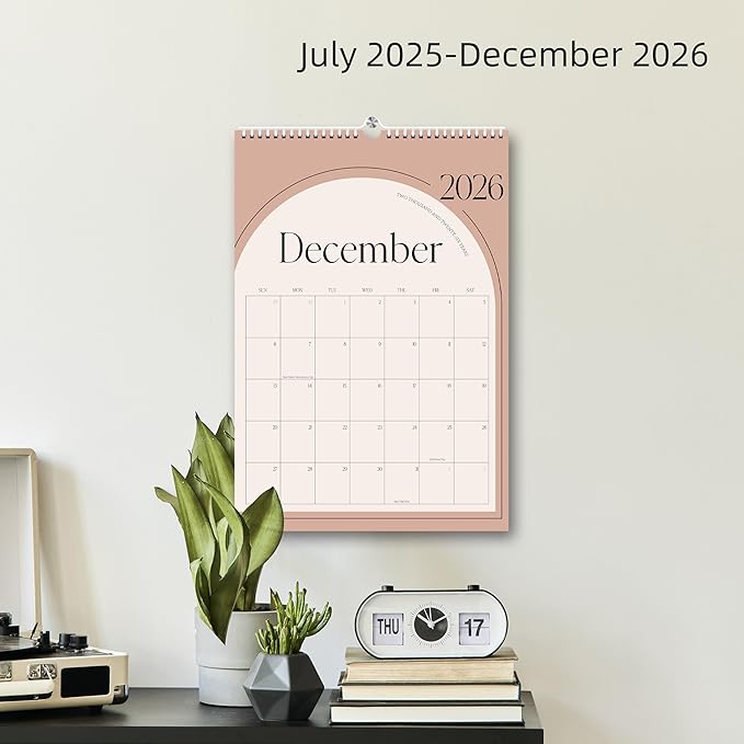 Aesthetic Wall Calendar 2026, 12 Monthly Vertical Calendar January 2026 to December 2026, 15" x 10" Modern Wall Hanging Calendar for School, Home, Office for Monthly Organizing & Planning (Green Vertical )