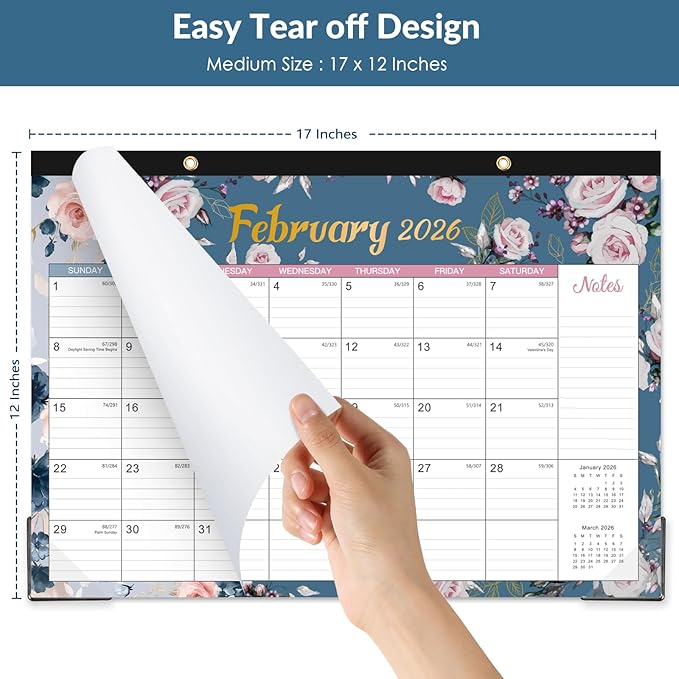 2026 Desk Calendar - Jan 2026 - Dec 2026, 12 Months Large 2026 Desk Calendar, 17" x 12", Desk Pad, Large Ruled Blocks, to-do List & Notes, Best Desk/Wall Calendar for Planning or Organizing