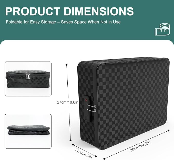 Demao Portable Document Box with Lock,File Storage Box with Waterproof Zipper,Thick Oxford Document Organizer with Multi Compartment, File Organizer for Office/Travel/School