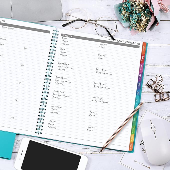2026-2027 Monthly Planner - Planner/Calendar 2026-2027, JUL 2026 - DEC 2027, 9" x 11", 18 Month Planners with Tabs, Pocket, Label, Contacts and Passwords, Twin-Wire Binding, Blue