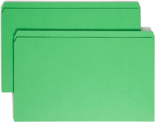 Smead File Folder, Reinforced Straight-Cut Tab, Legal Size, Green, 100 per Box (17110)