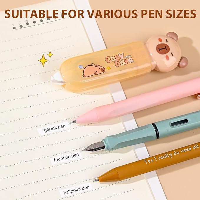 Cute Capybara Correction Tape,Mini Retractable Correction Tape Pen,with Aesthetic Cute Cartoon Capybara Applicator,for Back To School Office Supplies