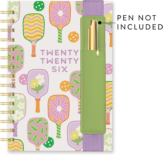 Orange Circle Studio 2026 Planner, Pickleball Rally, Oliver Planners, Wire-O Bound Monthly Calendar Book, Appointment, Goal & Budget Trackers, Includes 100 Full Color Stickers