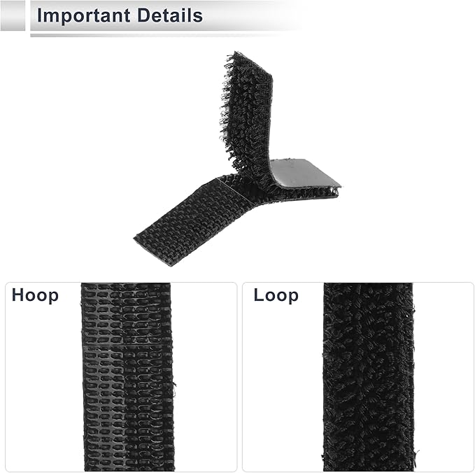 10 Pcs Universal Hook and Loop Tape Adhesive Back Double Sided Sticky-Back Home Office Phone Mount Adhesive Tape 0.39" x 1.57" Black