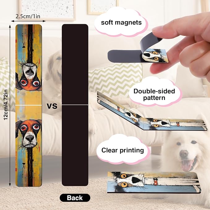 Funny Dog Magnetic Bookmark Gifts - Wxiben 30 Pcs Cartoon Puppy Dog Magnet Book Markers for Reading Pet Bookmarks Magnetic Page Clips Gifts for Book Lovers Women Men Students Teacher Office Supplies