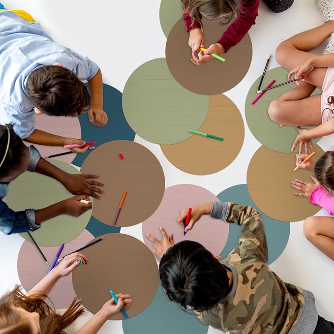 Newtay 24 Pack 10 Inch Dry Erase Dots for Classroom Tables Dry Erase Circles Colorful Removable Board Marker Wall Sticker Decal Spot Set for Student Tables Desk School Teacher Supplies(Morandi Color)