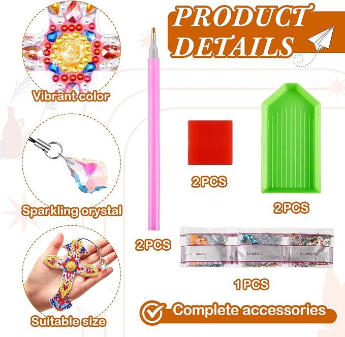 Tenceur 12 Pcs Diamond Painting Bookmarks Vbs 2026 Crafts Gifts 5d Diamond Art Bookmark Kits Rhinestone Bookmark for Sunday School Craft Kit and Christian DIY Arts(Stylish Cross)