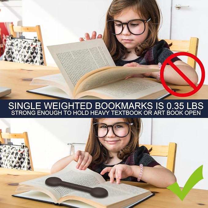 2 Pieces Weighted Bookmarks Book Weight Page Holder Rubber Book Weight Bookmark Portable Weighted Rubber Page Holder for Adults Reading(Brown)