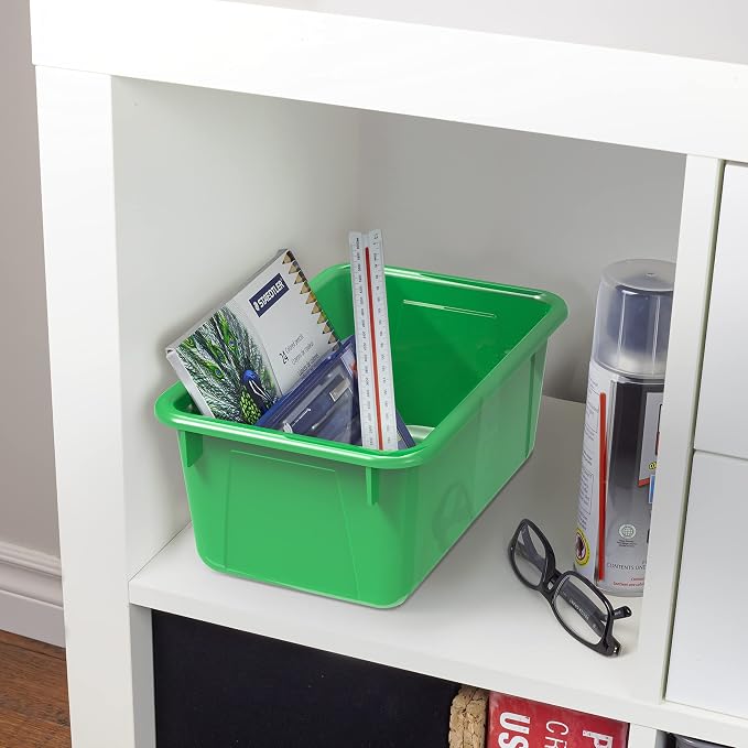 Storex Small Cubby Bins, Pack of 5, 12.2 x 7.8 x 5.1 Inches, Green (62417U05C)