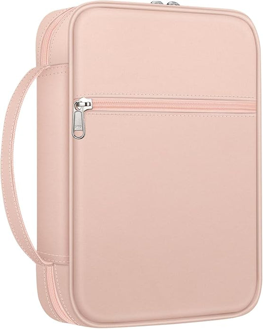 FINPAC Bible Cover Small Size Church Study Book Carrying Bag, Bible Protective Case with Handle Zippered Pocket for Men Women