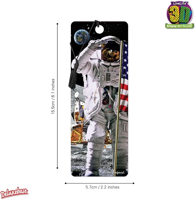 3D LiveLife Bookmark - Moon Landing from Deluxebase. A Space Book Marker with lenticular 3D Artwork Licensed from Renowned Artist David Penfound