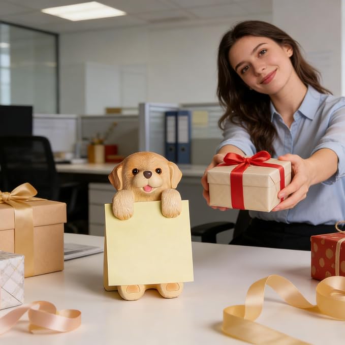 Dog Pop-Up Sticky Note Dispenser with 100 Sheets 3 x 3 Inch Notes, Handmade Resin Dog Desk Decor for Office, Home & Classroom, Gift for Teachers & Coworkers - Golden Retriever