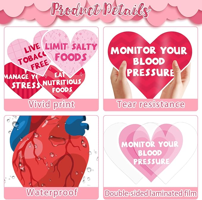 Valentine's Day Health Bulletin Board Set Pink Red Heart Paper Bulletin Board Valentines Classroom Sweet Tips for a Healthy Heart Cutouts for Valentines School Classroom Home Chalkboard Wall Decor