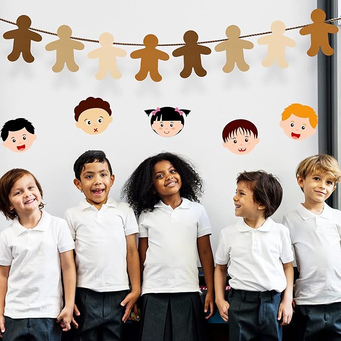 Containlol 100 Pcs Multicultural Faces People Cutouts for Crafts 5.5 Inch Blank Multicultural Skin Color Paper Cutouts Construction Card stock for Bulletin Board Classroom Teacher Art Project Supplies